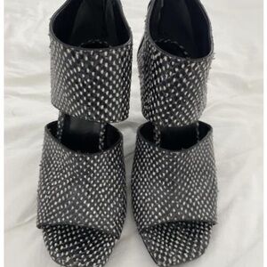 Balenciaga Black and White Textured Heels